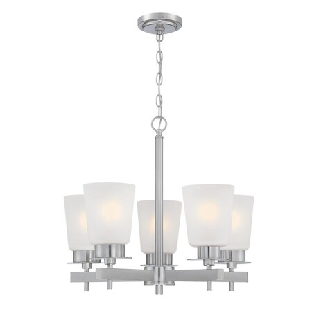 Westinghouse Chandelier 60W 5-Light Reynaldo, Brushed Nickel Frosted Glass 6128800